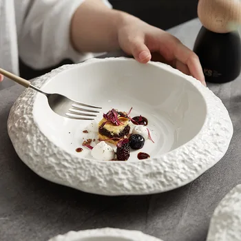 Креативная керамическая посуда особой формы, суповая тарелка, холодные блюда для отелей высокого класса, глубокие блюда, художественная концепция, набор посуды, тарелка