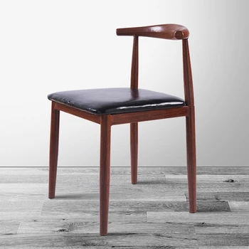 Обеденный стул со спинкой, семейный скандинавский книжный стол и обеденный стул, современная простая имитация массива дерева, железный художественный стул из рога