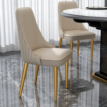 Обеденный стул из искусственной кожи в скандинавском стиле для ресторана, обеденный стул с удобной спинкой, Легкий Роскошный кухонный обеденный стул