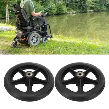 сменное колесо для инвалидной коляски 2шт Профессиональный Черный безопасный Аксессуар для переднего колеса из полиуретана для электрической инвалидной коляски
