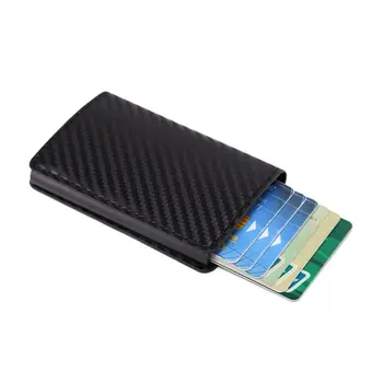Противоугонный Rfid-держатель кредитной ID-карты Тонкий Мужской Минималистичный Металлический кошелек из черного углеродного волокна, держатель для кредитных карт, футляр для карт carteira