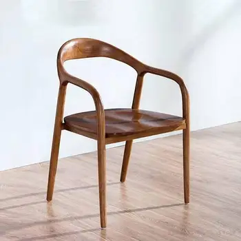 Скандинавский Деревянный обеденный стул, Черный Дизайнерский Современный Роскошный обеденный стул с изогнутыми подлокотниками, Минималистичная Кухонная Мебель Sillas De Comedor