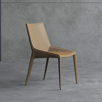 Скандинавские кожаные обеденные стулья для столовой, Кухонный стул, Дизайнерская мебель для столовой для креативного отдыха, стул со спинкой
