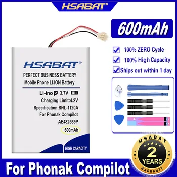 Аккумулятор HSABAT AE482539P емкостью 600 мАч для Phonak Compilot для Phonak ComPilot II Аккумуляторные 3-проводные батареи