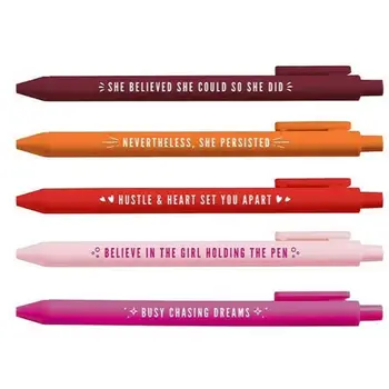 5шт 0,5 мм Пишущая Ручка Writing Girl Power Шариковые Ручки Офисная Гелевая Ручка Для Письма Канцелярские Принадлежности
