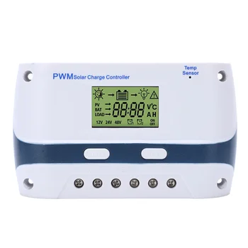 PWM Контроллер солнечного зарядного устройства Регулятор панели солнечных батарей 12 В 24 В ЖКдисплей с регулируемым параметром Многофункциональный с выходом USB для