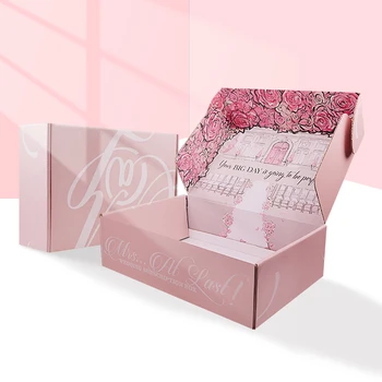 индивидуальный дизайн Модная шляпа на заказ Розовая гофрированная коробка для доставки с логотипом