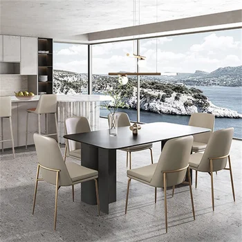 Скандинавские кожаные обеденные стулья для кухонной мебели Современный дизайнерский роскошный обеденный стул со спинкой для отдыха Обеденный стул для столовой