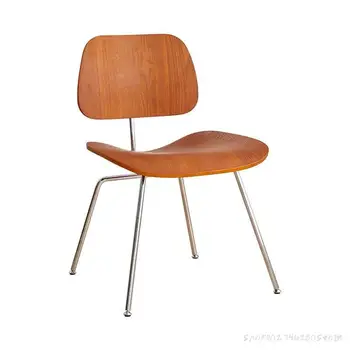 Обеденный стул из литой фанеры с ножками из нержавеющей стали, мебель для столовой и ресторана, реплика современного деревянного стула середины века