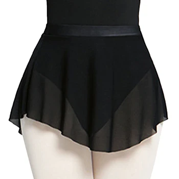 Женская юбка для балетных танцев, эластичный пояс, изогнутый подол, однотонные прозрачные сетчатые мини-юбки для тренировок, танцевальная одежда