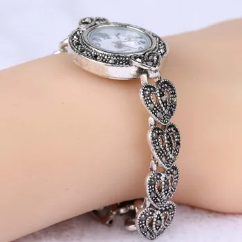 Модные часы в богемном стиле, Женская имитация тибетского серебра, винтажный браслет со стразами 26%, кварцевые часы love bracelet