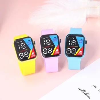 Модные Спортивные светодиодные Электронные часы с новым квадратным экраном, Детские Простые Студенческие часы в подарок