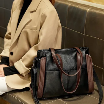Большая сумка из мягкой кожи большой емкости, женская новая модная сумка в корейском стиле, женская сумка через плечо, сумка-мессенджер