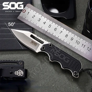 Карманный нож SOG EDC с фиксированным лезвием - Instinct Mini Neck Knife С Сатинированным Простым лезвием, Рукоятки G10 Для небольших ножей в ножнах из АБС-пластика