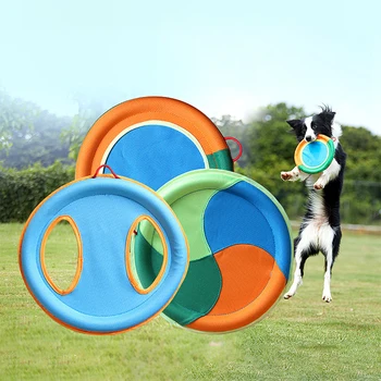 Игрушка с летающим диском для собак, прочная игрушка для дрессировки собак на открытом воздухе, щенок, летающая тарелка, Льняная игрушка для интерактивного обучения собак, товары для домашних животных