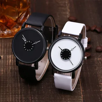 Парные часы, простые мужские женские повседневные кварцевые часы Ins, модные белые и черные часы, женские часы для девочек