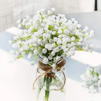 Букеты из искусственных цветов White Gypsophila Цветы из искусственной кожи для свадебной вечеринки Украшение дома Венок Искусственные цветы своими руками