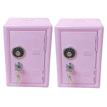 2X Детские банки для денег, подарочный сейф для копилки, пароль с ключом, металлический ящик для хранения денег, шкафчик для спальни, украшение дома