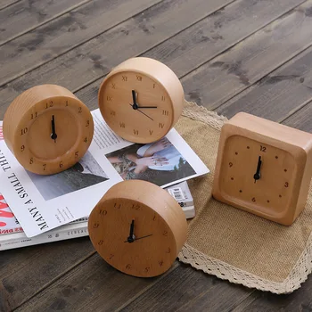Новый деревянный стол и настольные Аналоговые часы из натуральной сосны, работающие на батарейках С точным бесшумным механизмом, украшение для дома