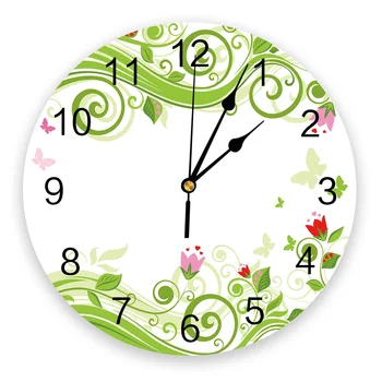 Красочные цветы Бабочка настенные часы Домашний декор Спальня бесшумные часы Цифровые часы настенные часы для детских комнат