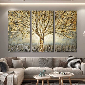 RELIABLI ART Картины из золотого дерева для дома, холст, абстрактный плакат, настенное искусство для украшения гостиной, плакаты и принты