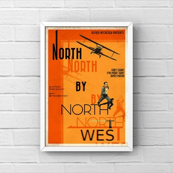 Плакат North by Northwest, доступный для печати ретро-постер фильма, картина на холсте, настенная живопись для дома, украшение (без рамки)