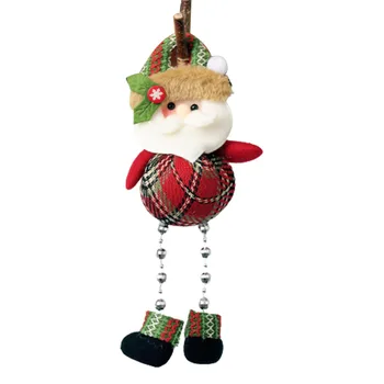 Подвеска в виде куклы-елки из клетчатой ткани, украшенные бисером ножки Санта-Клауса, украшения в виде лося для домашних вечеринок, аксессуары JS22