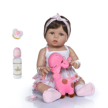 NPKCOLLECTION 47 СМ новорожденная кукла бебе возрожденная девочка кукла с загорелой кожей всего тела силиконовая игрушка для ванны куклы Рождество Gfit