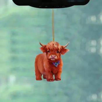 Подвеска для автомобиля с ремешком Яркое выражение Подвеска для зеркала заднего вида Акриловая Подвеска в форме коровы Подвесная Подвеска для автомобиля Автомобильные Аксессуары