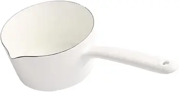 Эмалированный молочник с носиком/Молочница / Подогреватель для кастрюль / Эмалированная посуда (1,2 л), Белый, 12x8 см
