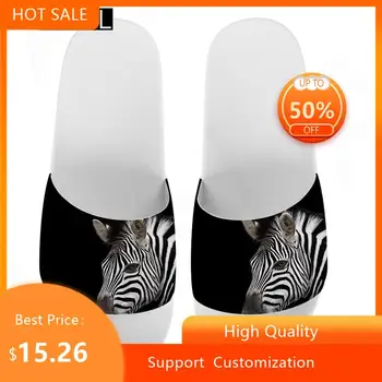 Женские тапочки HYCOOL с 3D-принтом Зебры, домашние сандалии для мужчин, Летняя пляжная женская обувь, вьетнамки 2020