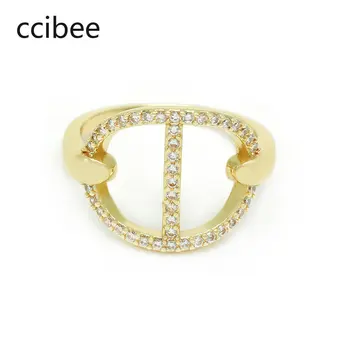 Популярное Модное Простое кольцо с цирконием и высококачественным медным гальваническим покрытием, Индивидуальное Изысканное кольцо с универсальным темпераментом