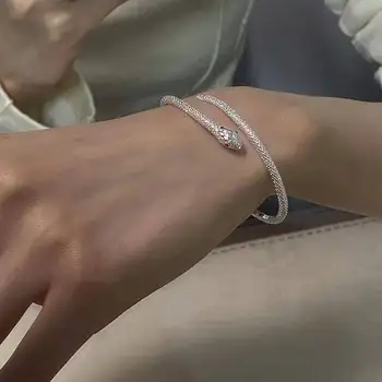Новый браслет в виде змеи серебристого цвета для женщин, Темперамент, Модный Простой Регулируемый браслет, Свадебные украшения, Подарки на День Рождения