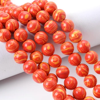 Бусины из натурального оранжевого малахитового камня, круглые свободные распорные бусины для изготовления ювелирных изделий, браслет -колье ручной работы, 4-12 мм