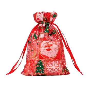50шт красный Санта Клаус Рождественская елка снеговик Сумка из Органзы Марлевый Элемент Ювелирные Сумки Упаковка Шнурок Ювелирные Сумки для подарков Мешочки