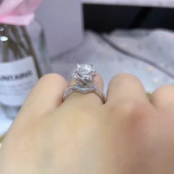 Женские обручальные кольца с бриллиантами из белого золота 18 Карат, Серебряное кольцо с муассанитом, обручальное кольцо с закручивающимся цветком, ювелирные изделия с бриллиантами