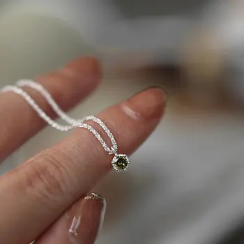 Креативное звездное круглое Травянистое зеленое сверкающее бриллиантовое геометрическое ожерелье с подвеской для женщин, подарок на годовщину ювелирных изделий