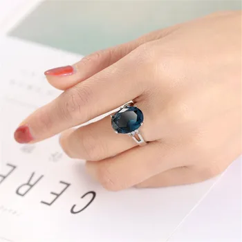 Женское кольцо с искусственным синим камнем, обручальное кольцо на годовщину свадьбы, изысканное эстетичное женское кольцо, бесплатная доставка кольца