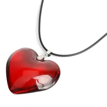 Красные Ожерелья с сердечками Любви, Стеклянные Хрустальные бусины, Подарочные Ожерелья для влюбленных, Подвески для женщин