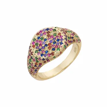 Модные кольца золотого цвета, обручальное кольцо micro pave с красочным фианитом 2023, ювелирное кольцо нового дизайна, последнее ювелирное кольцо нового дизайна