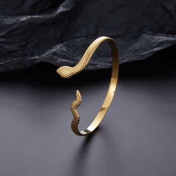 Простой открывающийся браслет в форме змеи для женщин, Регулируемый браслет из нержавеющей стали, Женский Мужской Ювелирный подарок