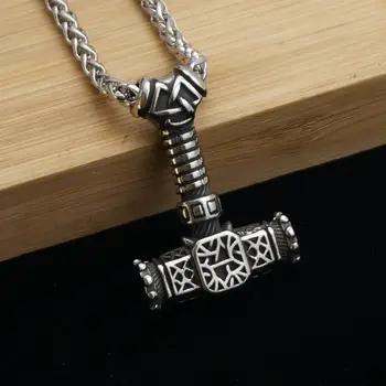 10 шт. Винтажное ожерелье с молотом Тора из нержавеющей стали в скандинавском стиле, подарок для мужчин