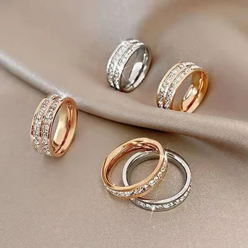 Женское кольцо из нержавеющей стали в гонконгском стиле, Пара колец, Мужские кольца из нержавеющей стали, Модные ювелирные аксессуары