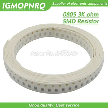 300шт 0805 SMD резистор 3K Ом Чип-резистор 1/8 Вт 3K Ом 0805-3K