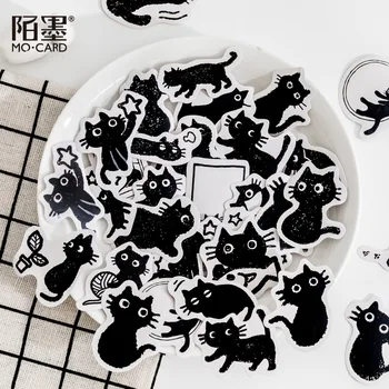 45 шт. Набор милых маленьких наклеек Kawaii Black Little Kitten Декоративные Наклейки для Скрапбукинга Детские Поделки