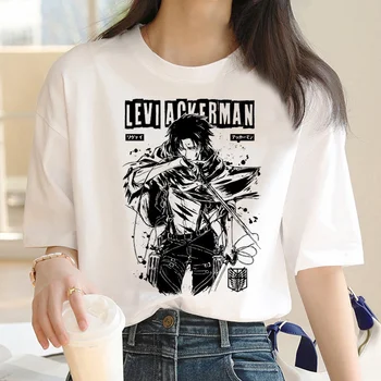 Женский топ Attack on Titan, летняя уличная футболка с комиксами, дизайнерская одежда из манги для девочек 2000-х годов