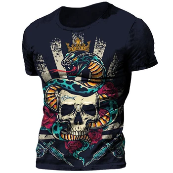 Летняя мужская футболка в стиле хип-хоп ужасов, классическая винтажная уличная одежда с круглым воротником, модный топ, удобная одежда Оверсайз