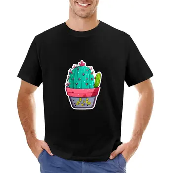 Футболка с наклейками с кактусами, кавайная одежда, эстетическая одежда, мужская футболка с рисунком