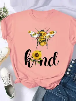 Футболка в стиле 90-х с цветочным рисунком пчелы, одежда, графическая футболка, женская мода, повседневные женские футболки с коротким рукавом и принтом