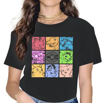 Женская футболка Digisquad, футболка Digital Monster Manga, футболка для отдыха, футболка с коротким рукавом и круглым вырезом, одежда для вечеринок